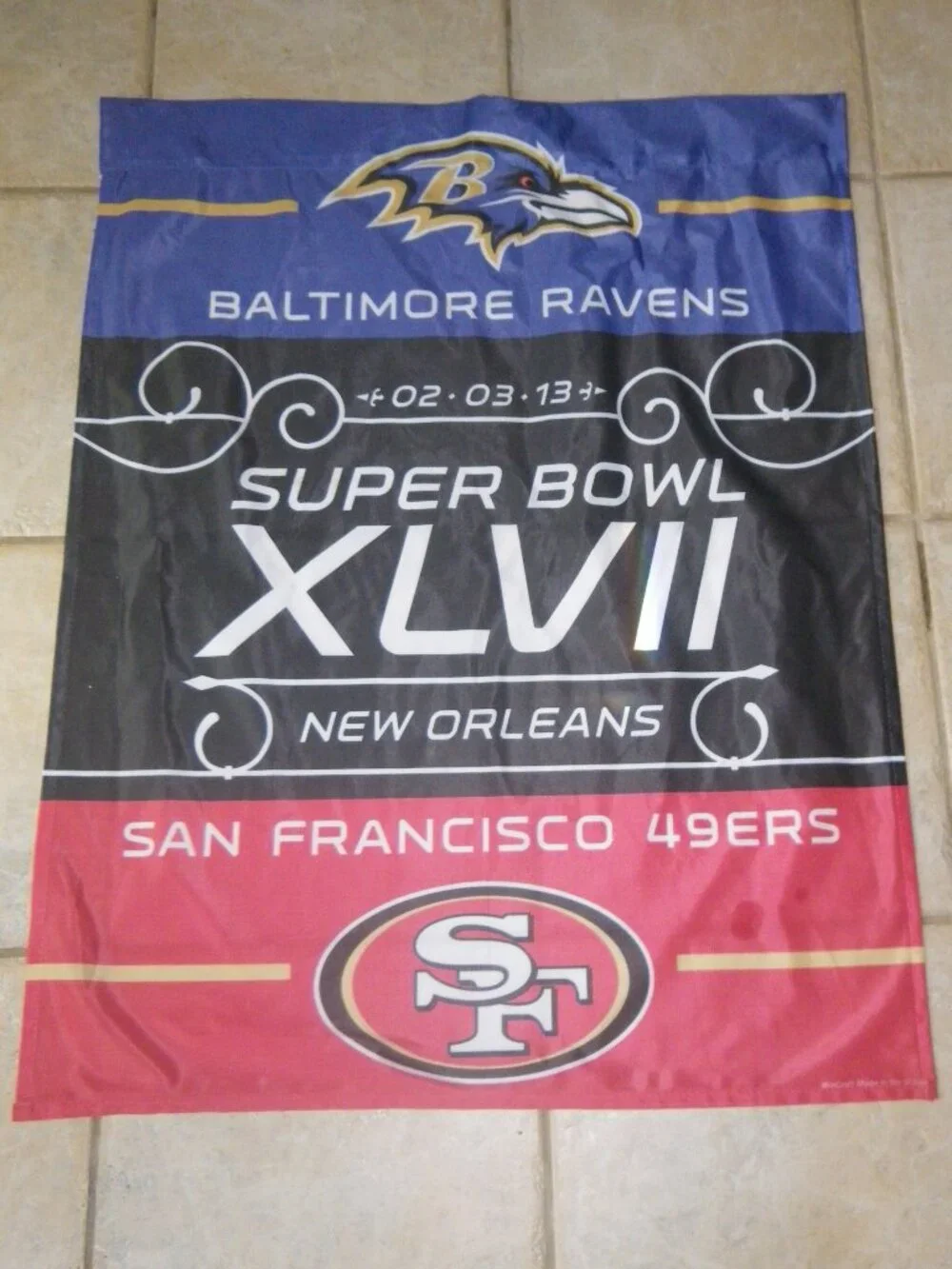 NFL Super Bowl XLVII 02-03-13 Baltimore Ravens vs. San Francisco 49ers Banner